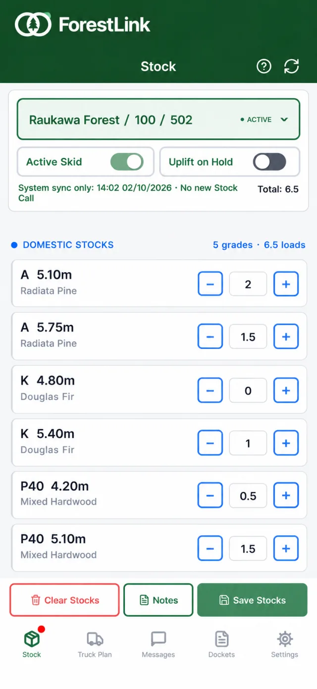 ForestLink crew app on mobile